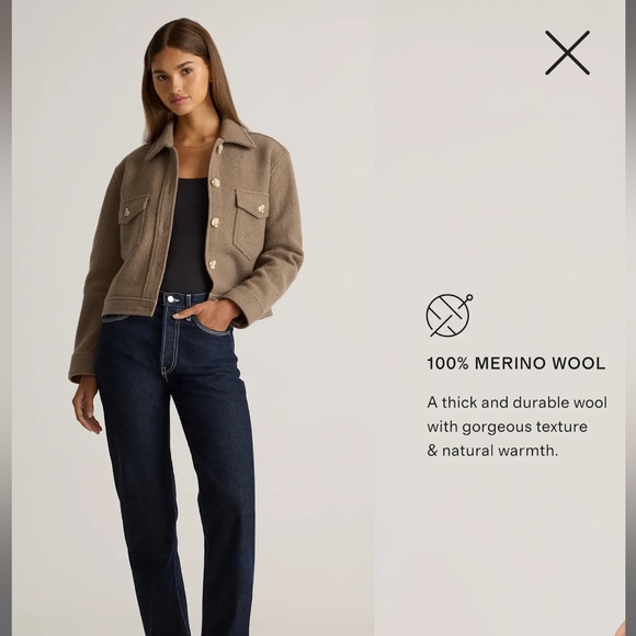 🐱Quince 100% Merino wool cropped shirt jacket - Picture 7 of 12